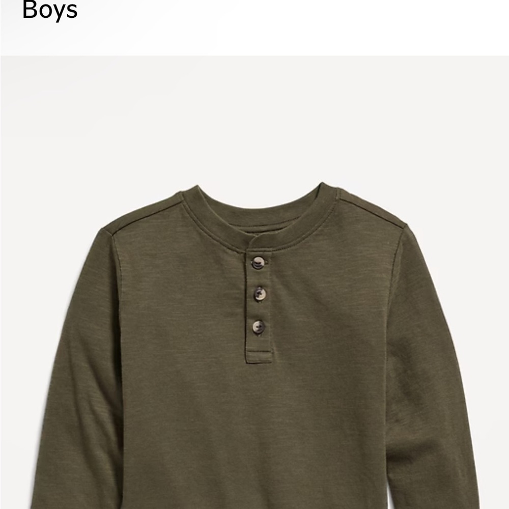 Boys Brand New Old Navy Green Long Sleeve Henley Shirt - Picture 4 of 4